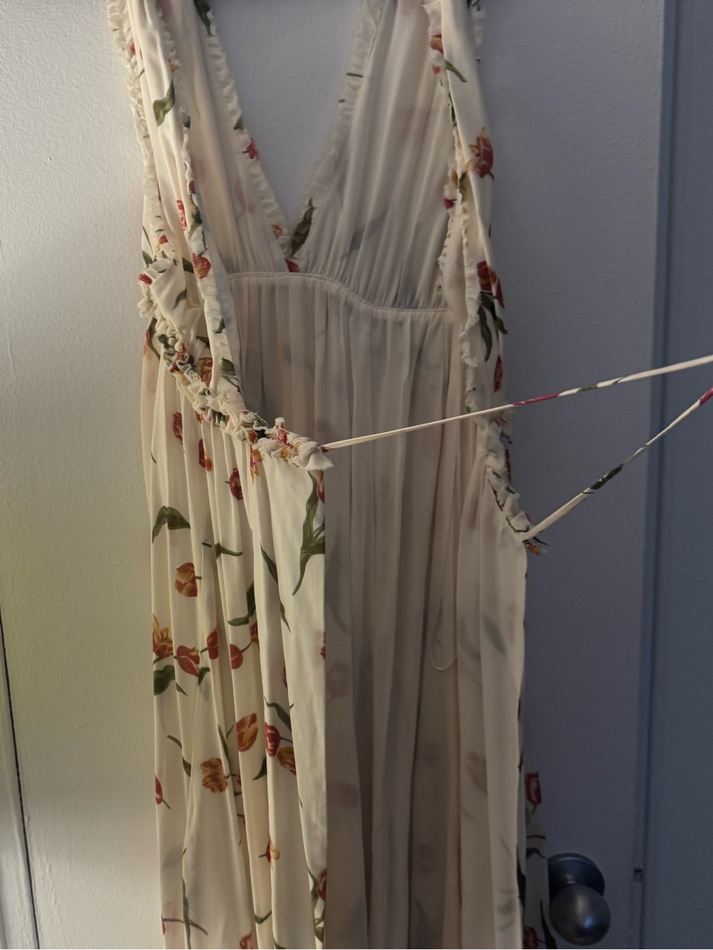Reformation Cream Floral Tulip Maxi Dress - Picture 6 of 8